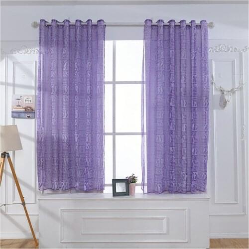 Lychee Merry Letter Printed Window Tulle Curtains Organza Voile Curtain for Living Room Modern Window Curtains