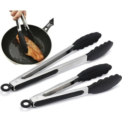 Silicone Grilling Tongs Kitchen BBQ Salad Bread Serving Tong Non-Stick Kitchen Barbecue Grilling Cooking Tongs with Joint Lock
