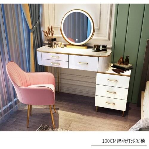Nordic dressing table bedroom modern minimalist net red ins dressing table with lamp retractable storage cabinet one