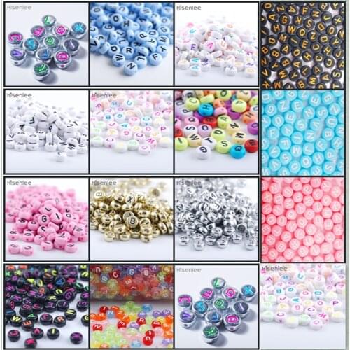Mixed letters 4x7mm resin oblate English letters loosely spaced beads, used for jewelry making handmade DIY bracelet necklace