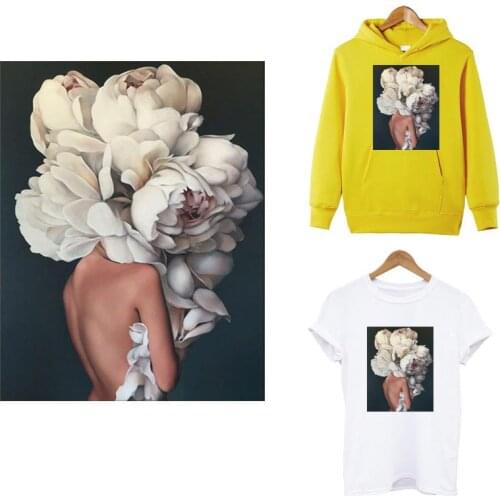 Beautiful Flower Girl Iron-on Transfer For Clothing Aesthetic Girl Thermal Patches On Clothes Print-on T-shirt Transfer Sticker