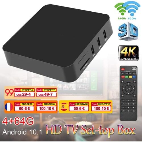 Newest 4K Android 10 Smart Box 4K HD 3D 2.4G WiFi S905W Quad Core Media Player smart tv android tv box 4GB 64GB Android TV Box