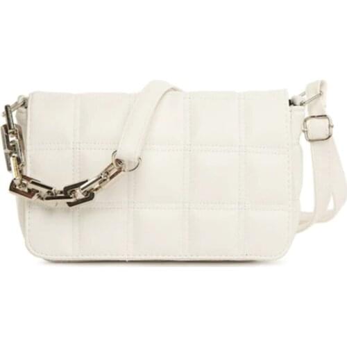 Womens White Square Embroidered Chain Strap Hand And Shoulder Bag women hand bag for ladies cross straps holding bags top s