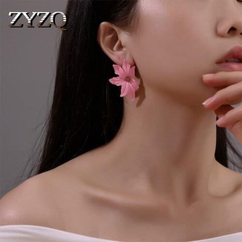 ZYZQ Sweet Passionate Flower Stud Earrings For Women Spring Cherry Design Romantic Birthday Gift For Besties Wholesale Lots&Bulk