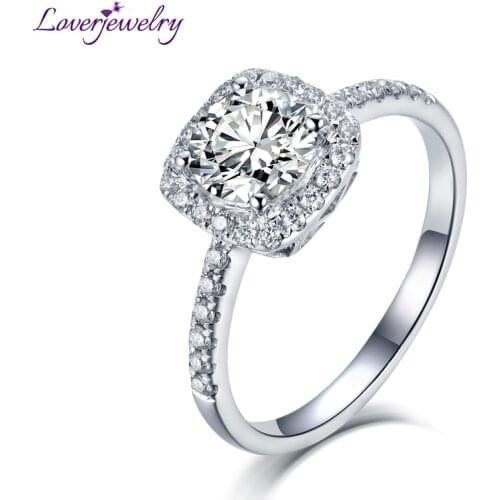 LOVERJEWELRY 2020 Moissanite Jewelry For Women Moissanite Engagement Ring Real 14K White Gold Anniversary Wedding Female Rings