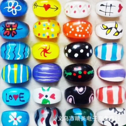 1pcs Cross-border hot sale simple painted resin ring For Women girl Accessories jewelry wholesale