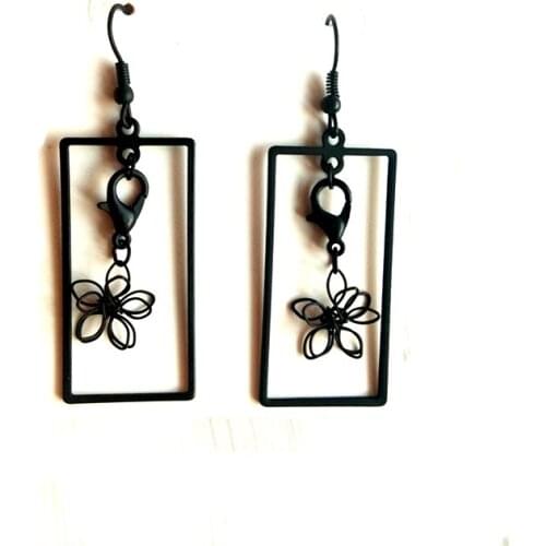 10 pair/lot fashion women jewelry accessories metal black flower earrings