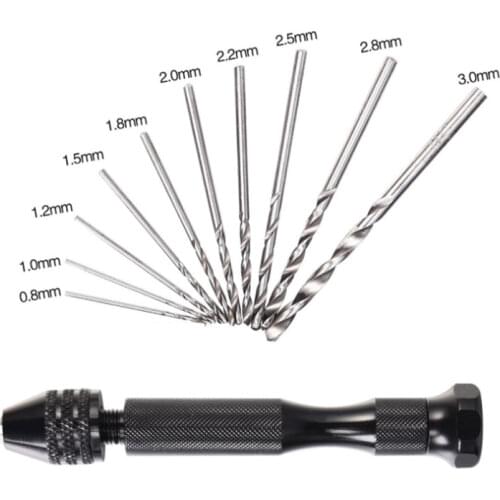 10pcs/25pcs Woodworking Drilling Rotary Tools Manual Drill Twist Drill Bit Mini Aluminum Alloy Hand Drill with Keyless Chuck