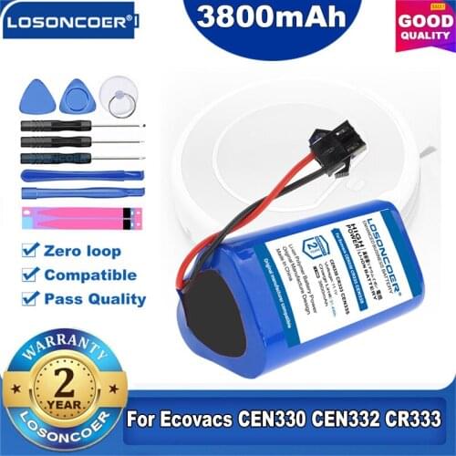 100% Original LOSONCOER 3800mAh For Ecovacs Deebot Deepoo CEN330 CEN332 / CR330 CR333 Vacuum Cleaner Robot Replacement Battery