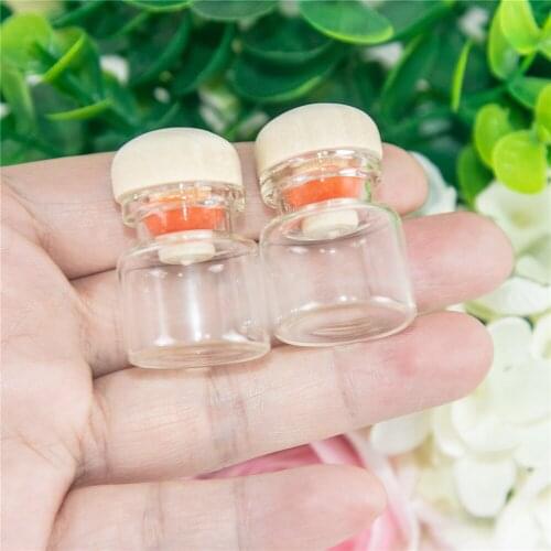 4ml Mini Clear Glass Bottles Pendants With Cork Wood Stopper Gift Bottles Jars Vial Pendants jewelry 100pcs Free Shipping