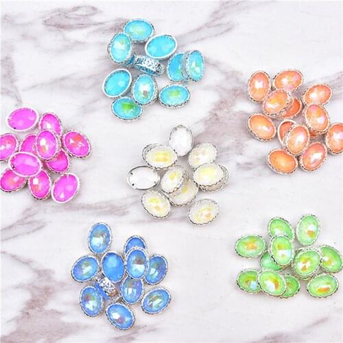 15 Piece Oval Crystal Rhinestone 10*14Mm Mocha Fluorescent Bird Nest Claw Glass Diamond Clothing Shoe Bag Accessories Decoration
