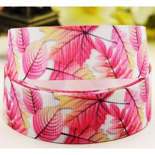 22mm 25mm 38mm 75mm Leaf Cartoon printed Grosgrain Ribbon party decoration 10 Yards X-03338