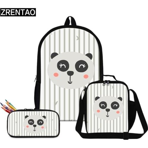 ZRENTAO cartoon mochilas school bags with pencil case food bags 3PCS\set travel accessories pupils book backpack traveling bags