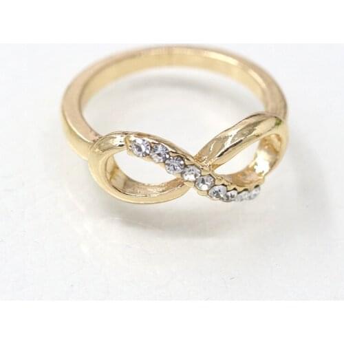 4 sizes Twisted Hollow Bow Bling Shiny Crystal Rings Golden Fashion Ring for Women