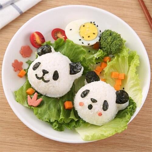 4Pcs/set Rice Ball Mold Seaweed Cutter Mould Kit Creative Panda Shaped Sushi Rice Molds Childrens Lunch DIY Seaweed Rice Moulds