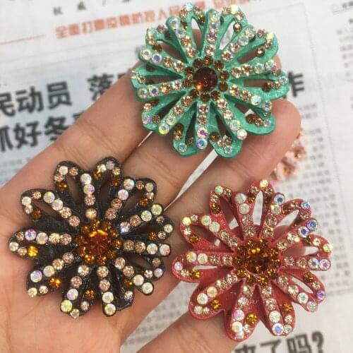 5pcs Bling 3D Handmade Rhinestone Flower Bead Patch Accessories Hair Band Accessory Party Gift Hair Cloth Patch