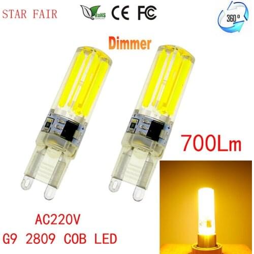 5pcs Top Quality G9 Dimmable LED G9 Lamp COB 6W 220V LED Corn Light Replace 50w Halogen Lamp Led Light Crystal Chandelier