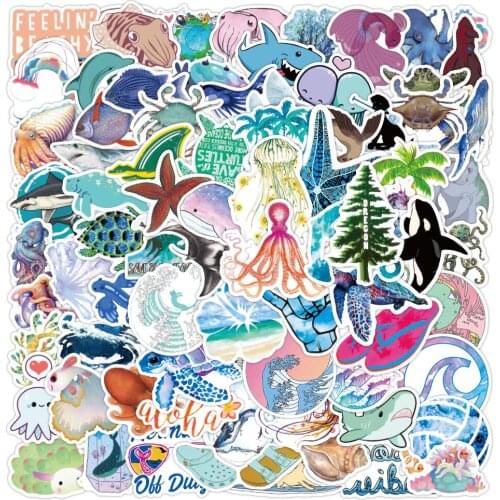 50/100 Sea AnimalGraffiti Stickers Personalized Decoration Suitcase Waterproof Sticker Boy And Girl Gifts