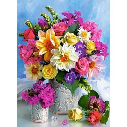 5D Diy Diamond Flower Diamond Embroidered Diamond Wall Sticker Vase Home Decor Cross Stitch Custom Photo and Drop Shipping