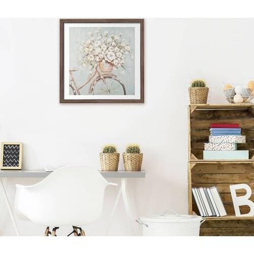 Watercolor Sunflower Pink Floral in Bike Bicycle Romantic Old Fashioned Square Poster Wall Art Print Poster for Home Decor Dorm