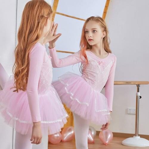 Ballet dress Girls ballet tutu long sleeve dance dress leotards for girl child costume for dancing ballerina performance costume