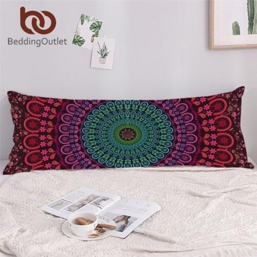 BeddingOutlet Bohemia Body Pillow Case with Zipper Long Pillowcase 1pc Boho Floral Large Pillow Cover for Adult Kids 54cmx138cm