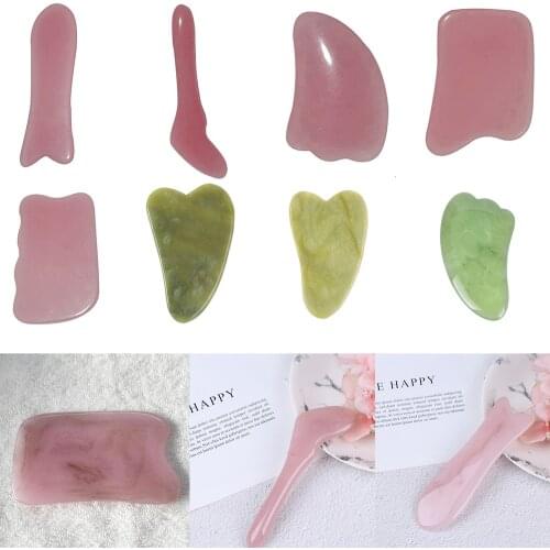 Rose Quartz Gouache scraper Gua sha Massage For Face Natural Gouache Stone GuaSha massage Tools Body Facial Jade Massager
