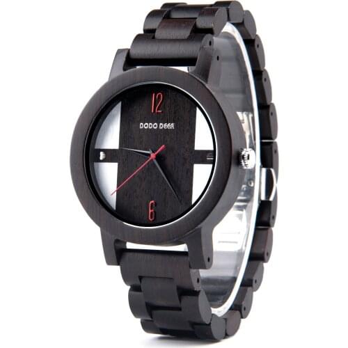 DODO DEER Fashion Ebony Zebra Wood Watch Men Quartz Customized montre homme Cross Dial Wristwatches Male Clock Drop Shipping