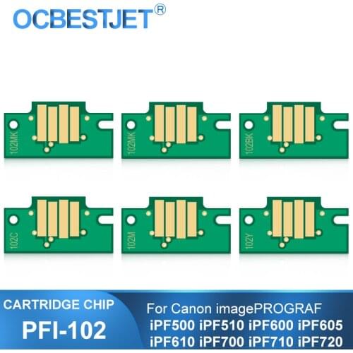 PFI-102 PFI102 PFI 102 Permanent Cartridge Chip For Canon IPF-500 IPF-510 IPF-600 IPF-605 IPF-610 IPF-700 IPF-710 Printer