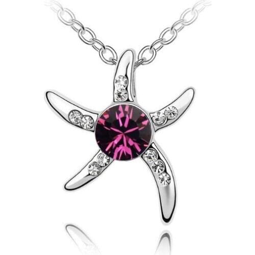Exquisite sea star pendant crystal necklace Fashion crystal pendant necklace N019
