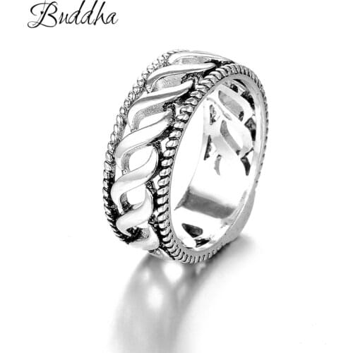 Vintage Buddha Ring for Women Man Punk Antique Silver Color Knuckle Rings Boho Jewelry Netherlands Anillos Gift Drop Shipping