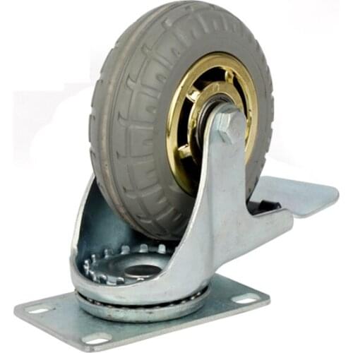 One piece 5inch caster solid rubber tire trolley wheel bearing caster universal mute round wheel small carts medical bed wheel