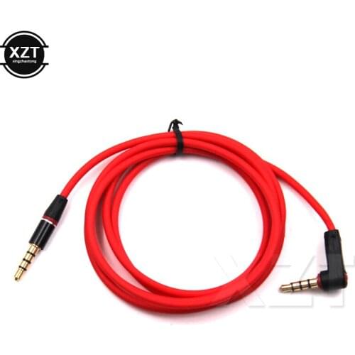 90 Degree 1 Meters Red Audio Cable Line 3.5mm Jack to 3.5mm Jack Male to Male AUX Cable Cord In Car for MP3 MP4 Computer Speaker