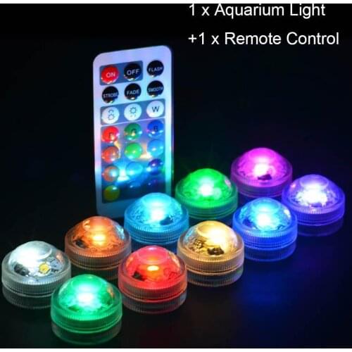 Remote Control Color Change Round Aquarium LED Light Submersible Fish Tank Lamp