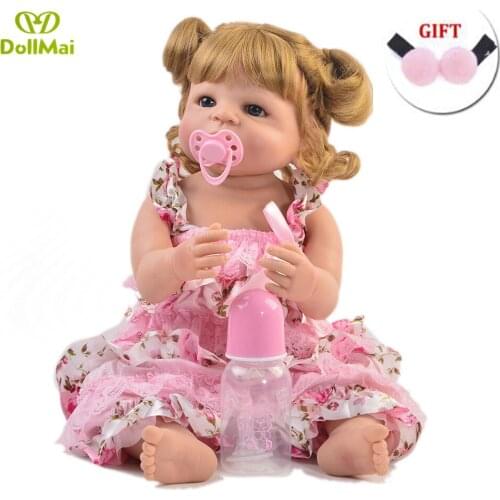 Bebe Reborn doll 22inch 55cm full silicone vinyl body reborn baby dolls girl princess toddler bonecas kids gift toy doll
