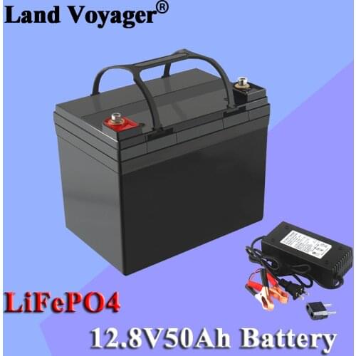 Land Voyager 12V 50Ah Deep Cycle LiFePO4 Rechargeable Battery Pack 12.8V 50Ah Life Cycles 4000 with 100A BMS 14.6V10A charger