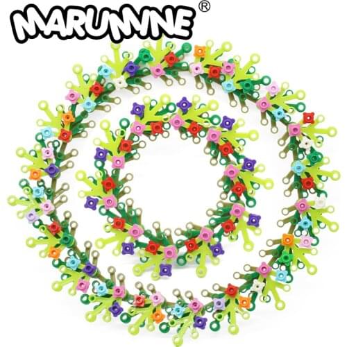 MARUMINE MOC Bricks Flower Set Garland Decorations Building Blocks Accessories Grass Parts Scene Bricks Model Kit for Kids