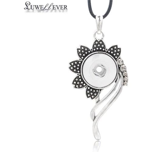 Metal Fashion Interchangeable Flower Crystal Ginger Necklace 138 Fit 18mm Snap Button Pendant Charm Jewelry For Women Gift