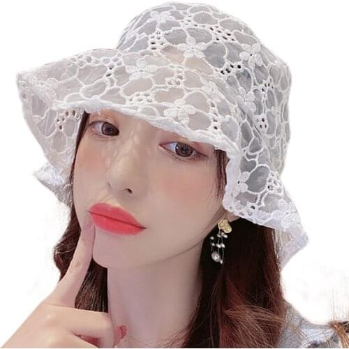 Fashion Fashion Hollow Lace Female Cute Little Flower Basin Hat Sun Hat For Women New