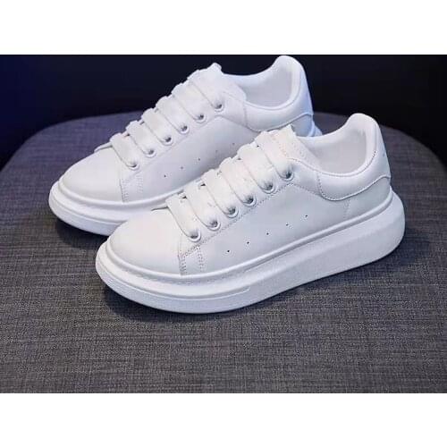 Fashion PU Leather Casual Shoes Women Sneakers 2021 Spring Pink Sneakers Platform Med Heel Ladies Shoe Flat Comfortable