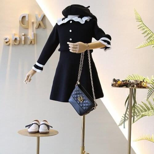 Girls baby fashion brand sweater dress 2019 autumn winter new girl kids knitted sweater Elegant Dresses childrens clothing