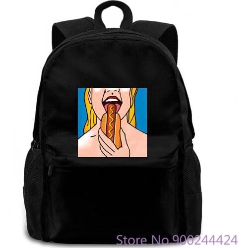 Lady Eating Hot Dog Print Cool Design 3D women men backpack laptop travel school adult student