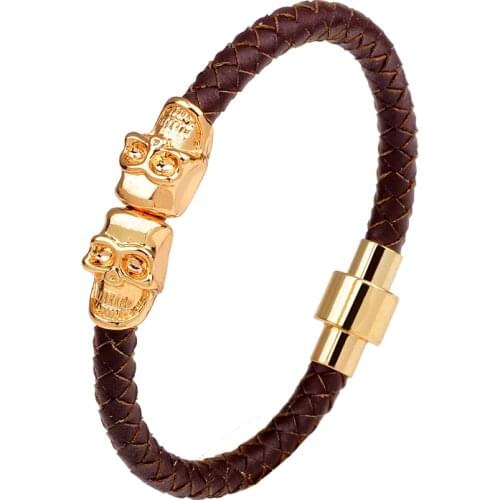 Fashion Punk Personality Women Leather Bracelet Charming Metal Bracelets Bangles Handwoven String Rope Bracelets Party Jewelry