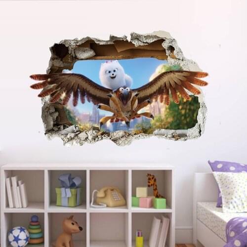 Windows broken wall Removable cartoon animals love pet secret wall sticker childrens room kindergarten decorative art stickers