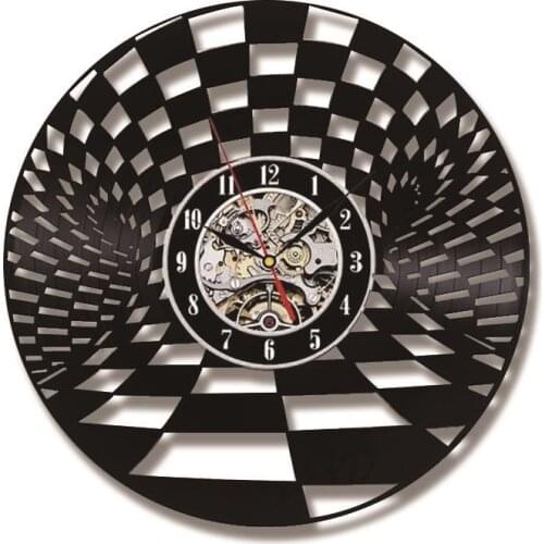 Creative Chess Board Vinyl Record Clock Dots Circles Disco Wheel Designs Hanging Clock Gift For DJ Home Decor