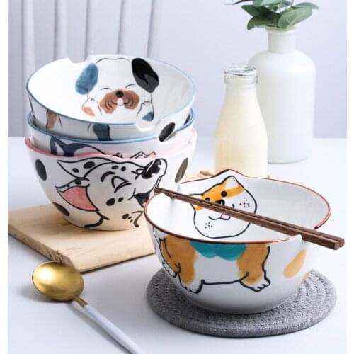 New cute dog puppy tableware creative cartoon big bowl noodle bowl home large 7 inch Japanese ceramic big soup bowl
