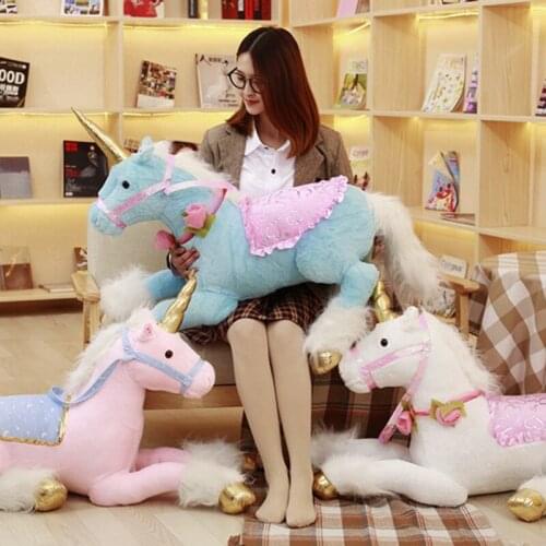 New 1 meter Giant Cute Unicorn Horse Plush Toys huge Stuffed Animal Pony Doll Photography props for Kids Creative Birthday Gift