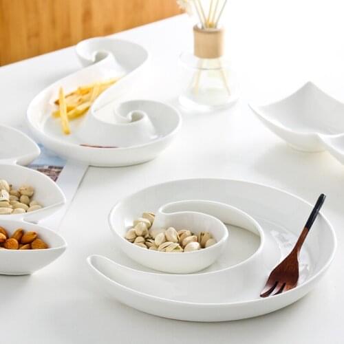 Bone China Dinner Plate White Ceramic with Dim Sum Plate Home Deocr Christmas Dishes Fruit Dinner Plate Dessert Tray Tableware