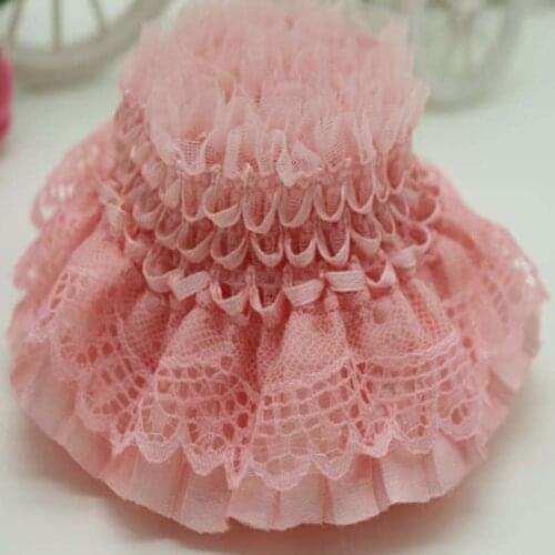80MM Width hree Layers 3D Pleated Chiffon Lace Ruffle Trim Embroidery Ribbon Wedding Dress Fluffy Skirt DIY Sewing Supplies