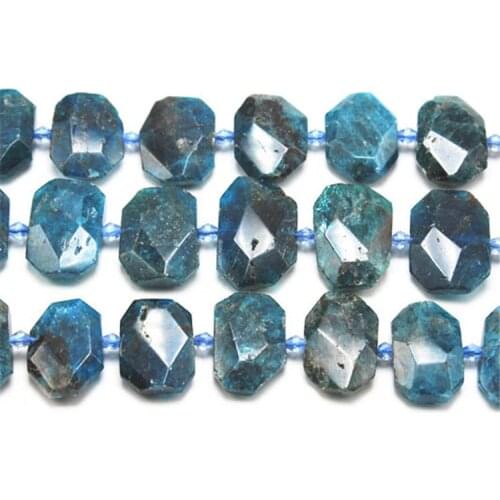 2pcs 15X20mm Wholesale natural blue apatite smooth faceted squared loose beads stone 15"